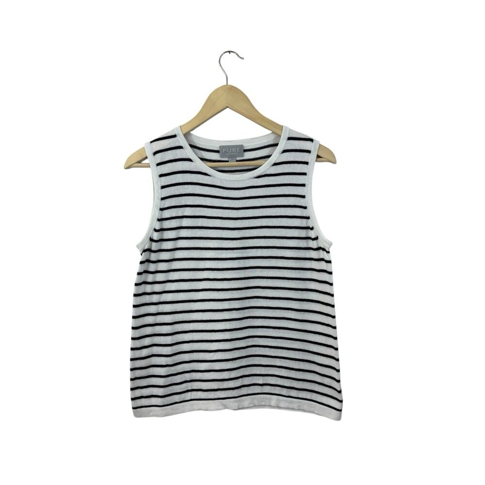Pure Collection 8 / 10 Cotton Cashmere Sleeveless Sweater Pullover Top Womens